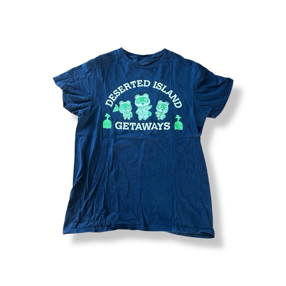 [Animal Crossing] Deserted Island Getaways Navy T-Shirt - Picture 1 of 6